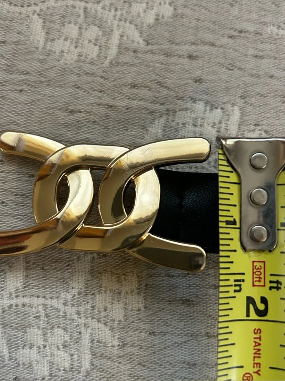 H&M Leather Gold Chain-Link Buckle Belt with Black Strap Size S